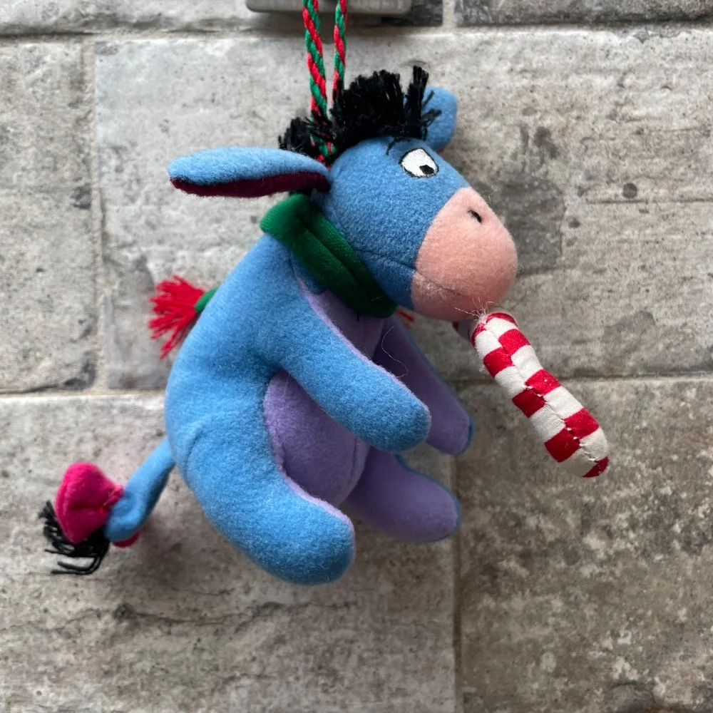 ❤️ DISNEY STORE CANDY CANE EEYORE STUFFED ORNAMENT